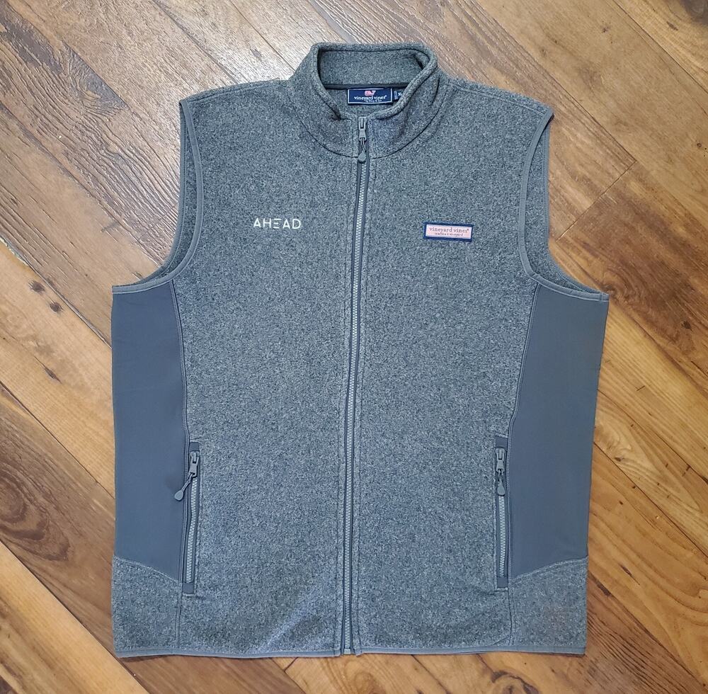 Vineyard Vines Men's XL Fleece Harbor Vest Ahead & Dell Technologies Logos EUC